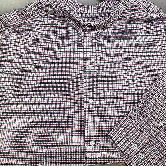 Men's 22 35/6 Tall KS Signature Red & Blue Plaid Long Sleeve Button Down Shirt - Picture 6 of 12